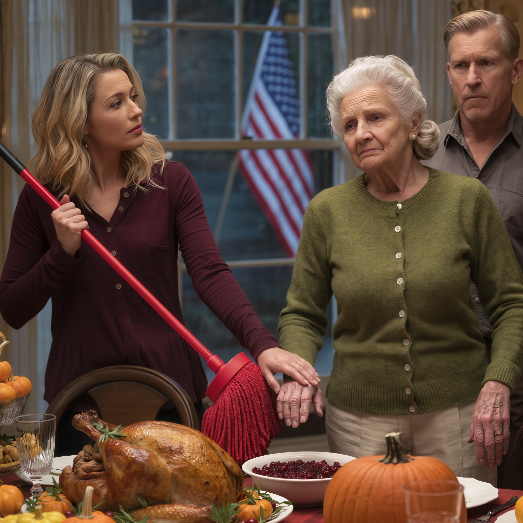 At Thanksgiving dinner, my daughter-in-law placed a mop in my hand in front of everyone and coldly said, “Don’t pretend to be sick anymore.” My son also joined in: “You’re here for free, you have to clean!”