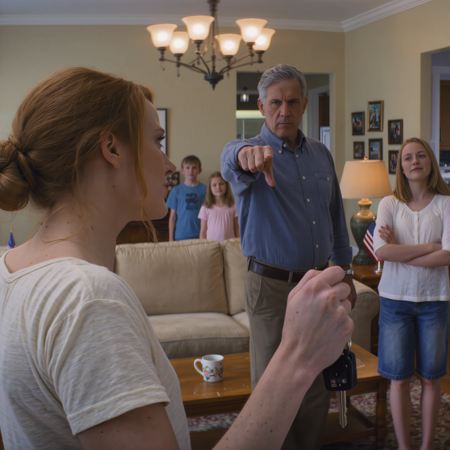 My dad kicked me out of the house and demanded I “get on my knees and apologize” to my sister and her two kids, then called them “the real pride of the family” — I only said two words, “OK then,”