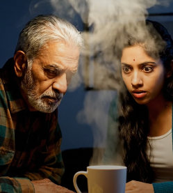 Morgonen då mina föräldrar ringde och sa att min morfar var borta och att jag inte skulle få något, men han satt vid mitt köksbord och lyssnade på högtalaren.