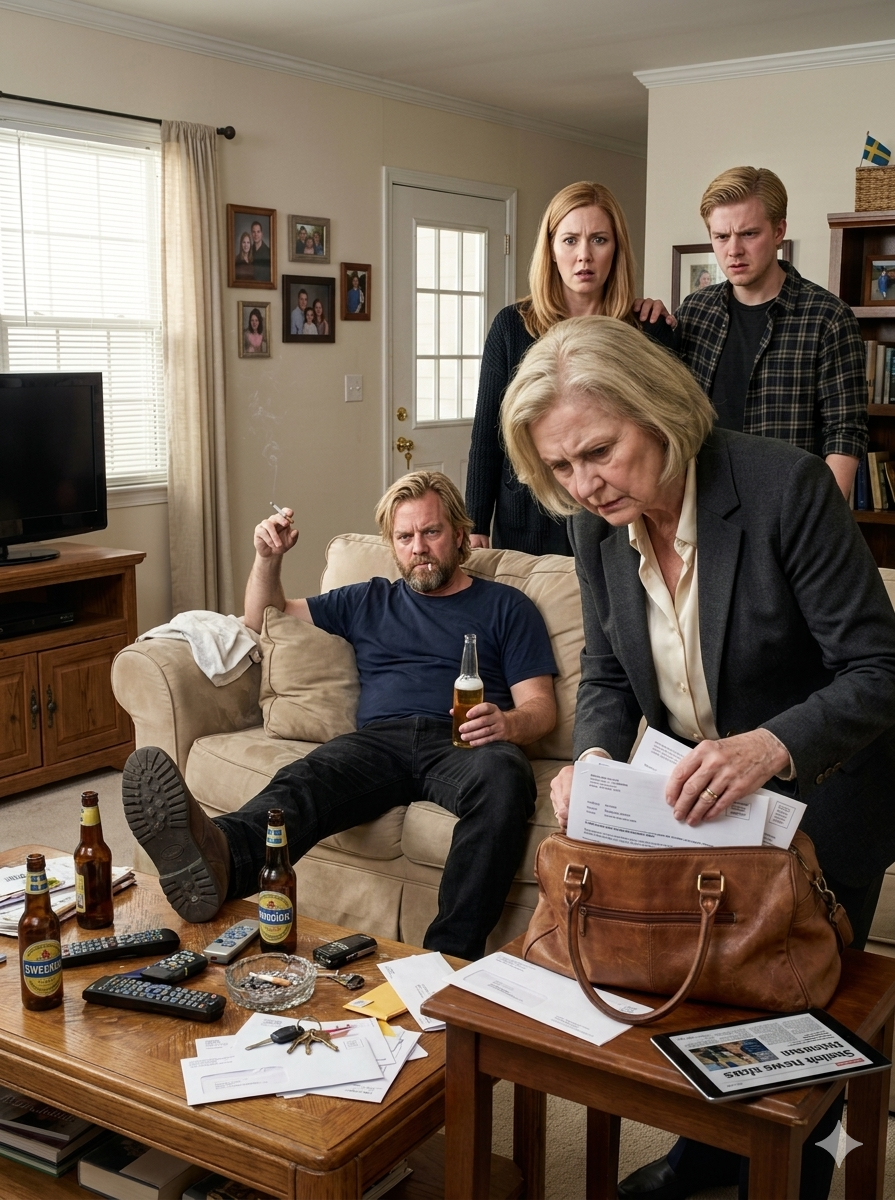 Jag bad min svärson att sänka musiken eftersom det höll på att göra mig galen, och inför sina vänner sa han till mig: ”Det här är mitt hus, din galna gamla kvinna. Om du inte gillar det, så är det dörren där.” Min dotter tittade ner. Det gjorde jag också. Men istället för att gråta öppnade jag min handväska, tog fram ett papper som hade varit vikt i 23 dagar och lade det på bordet…