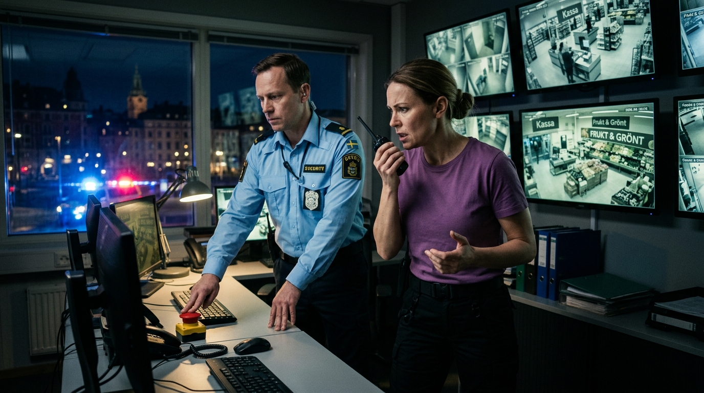 Min man gick för att ta ett ”jobbsamtal” vid kassan i mataffären, och en äldre säkerhetsvakt frågade: ”Är det här din man?” Sedan viskade han: ”Kom med mig, du måste se det här.” Tio minuter senare stirrade jag på en säkerhetskamera och lyssnade på min man som lugnt förklarade hur han skulle stjäla min lägenhet och göra mig till problemet… så jag ringde 112 innan han ens hittade mig.
